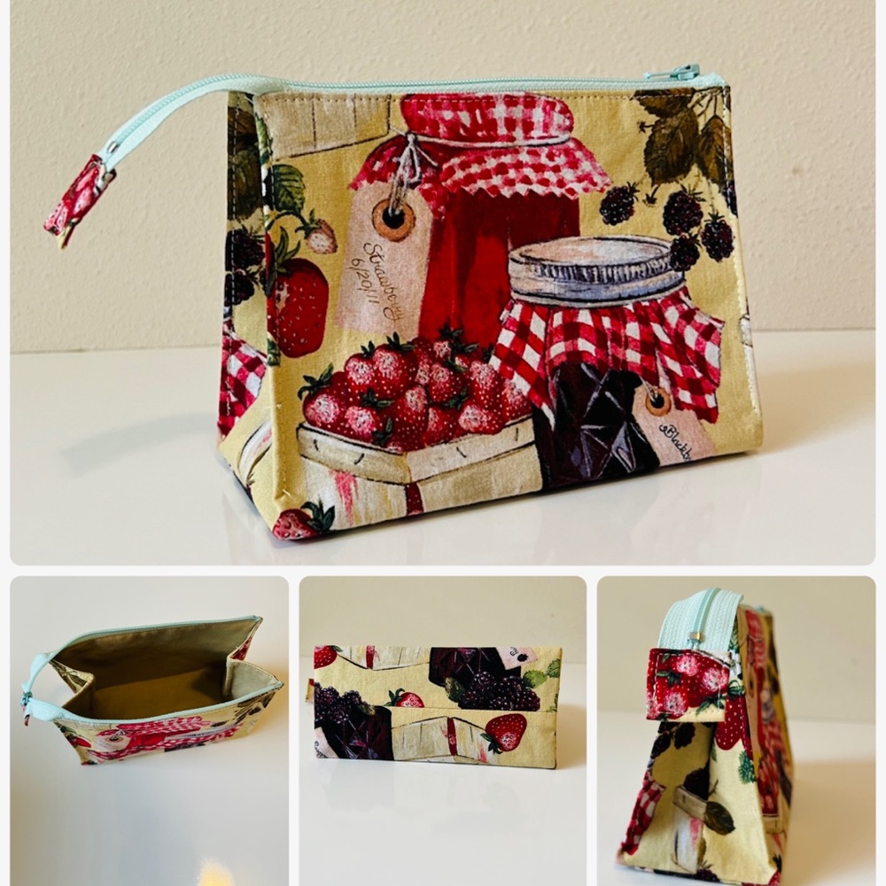 Zipper pouch Handmade open wide pouch